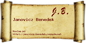 Janovicz Benedek névjegykártya